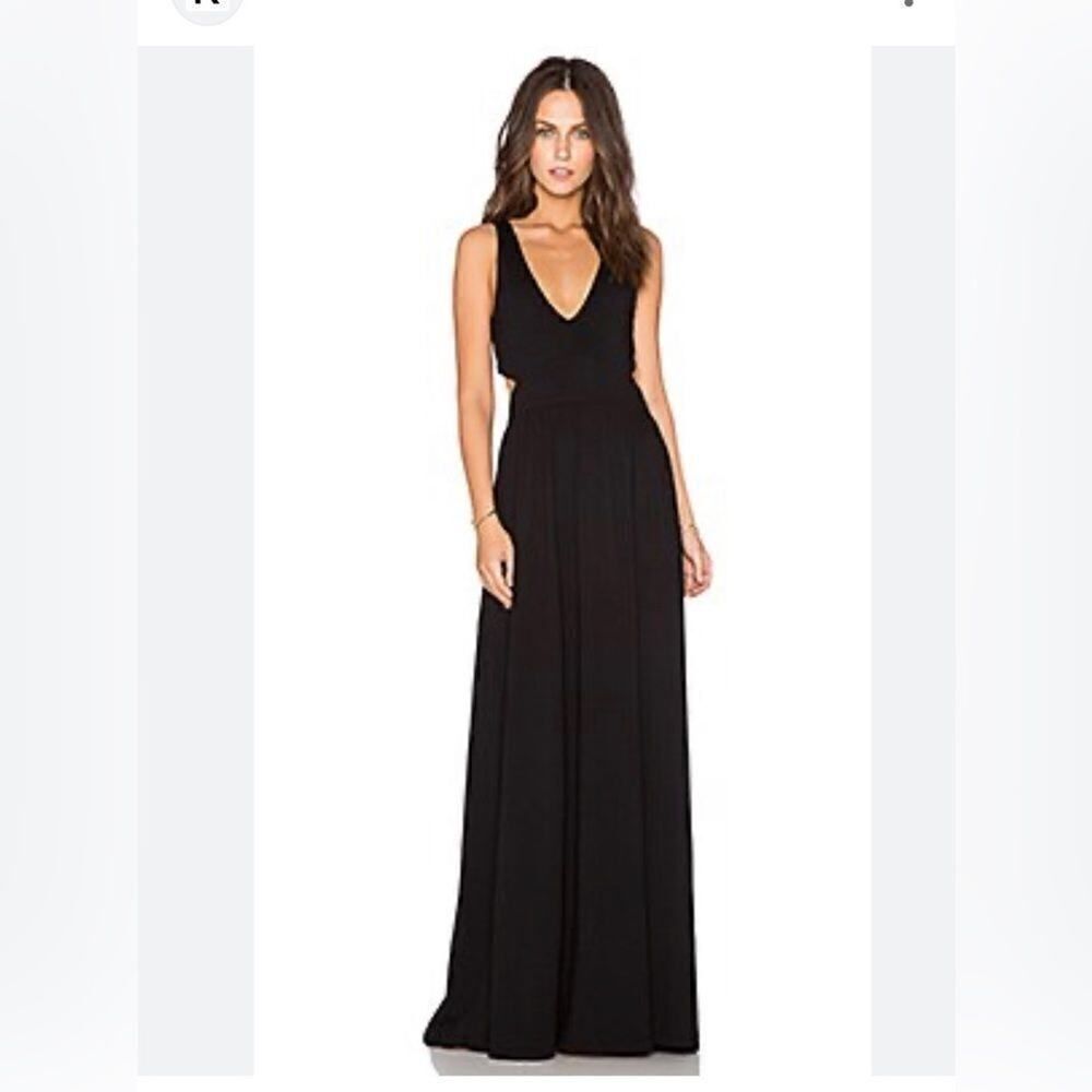 Olivaceous Floor Length Sleeveless Black Dress Sexy Back Size M see Video